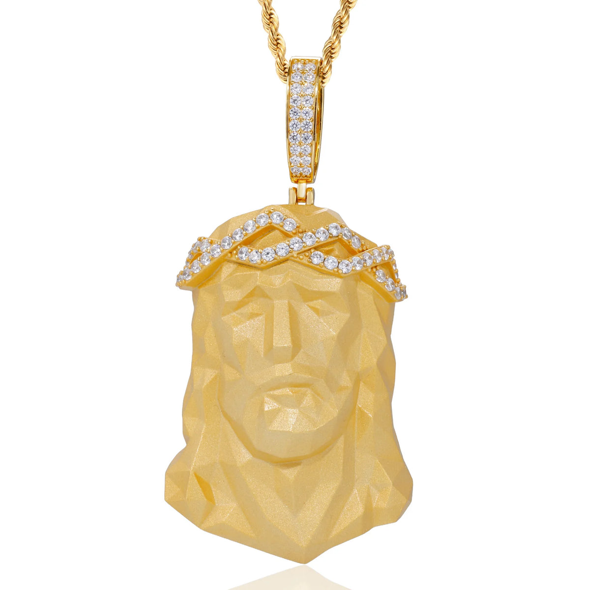 Iced Out Jesus Head Pendant Necklace for Men, image 9