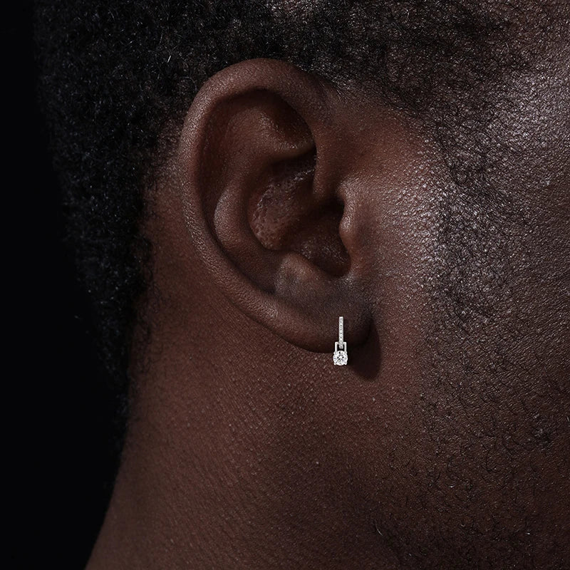 Iced Out Moissanite Drop Huggie Earrings, image 6
