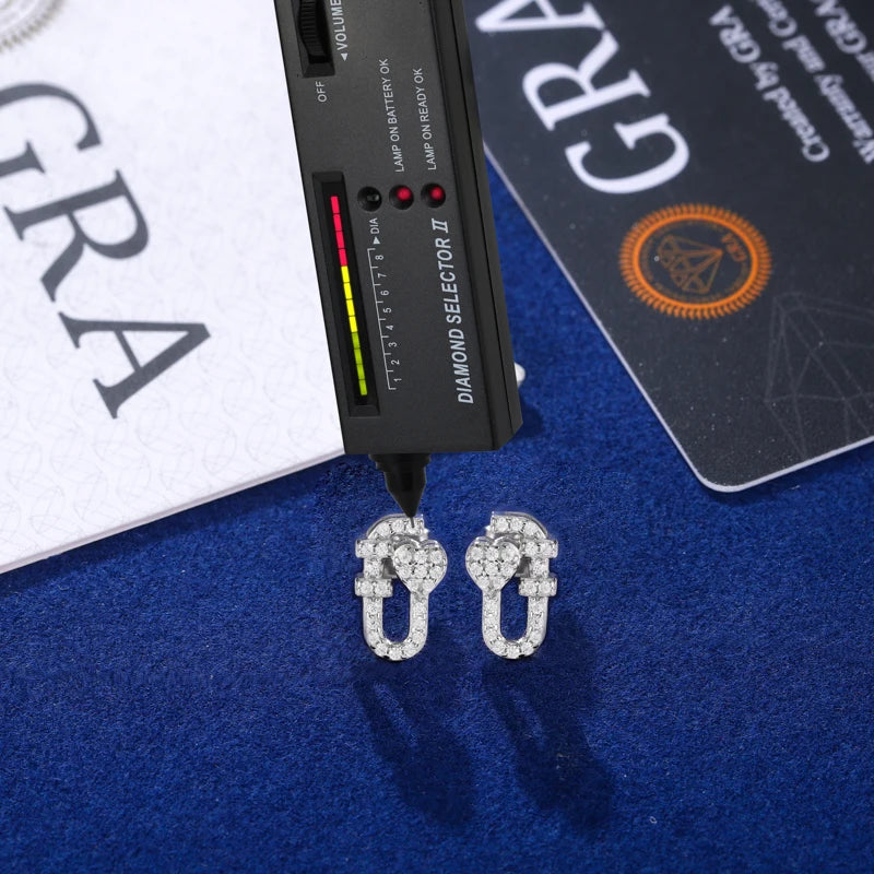 Moissanite Paper Clip Stud Earrings, image 5