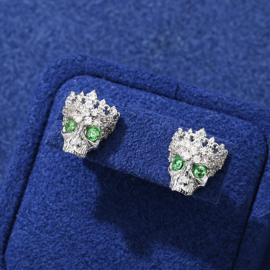 Iced Out Moissanite Skull Stud Earrings for Men, image 6