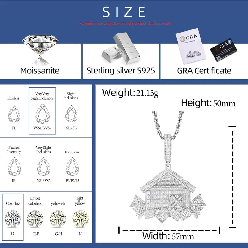 Iced Out House Pendant Necklace for Men, image 3
