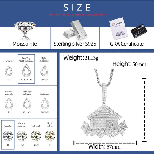 Iced Out House Pendant Necklace for Men, image 3