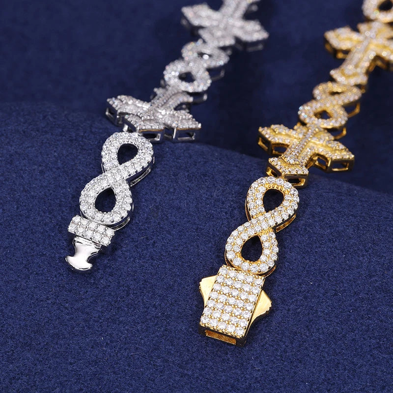 Iced Out Cross & Infinity Link Bracelet for Men, image 6