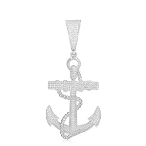 Iced Out Anchor Pendant Necklace for Men