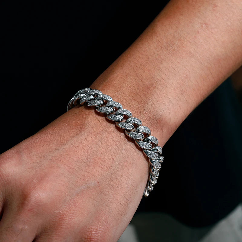12mm Iced Out Cuban Link Bracelet for Men, image 6