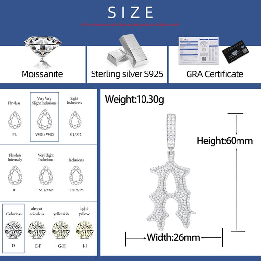 Iced Out Moissanite Initial Pendant for Men, image 3