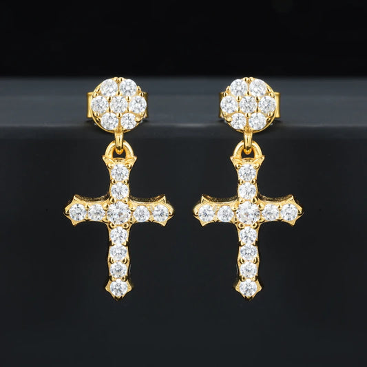 Moissanite Cross or Square Cluster Stud Earrings, image 3
