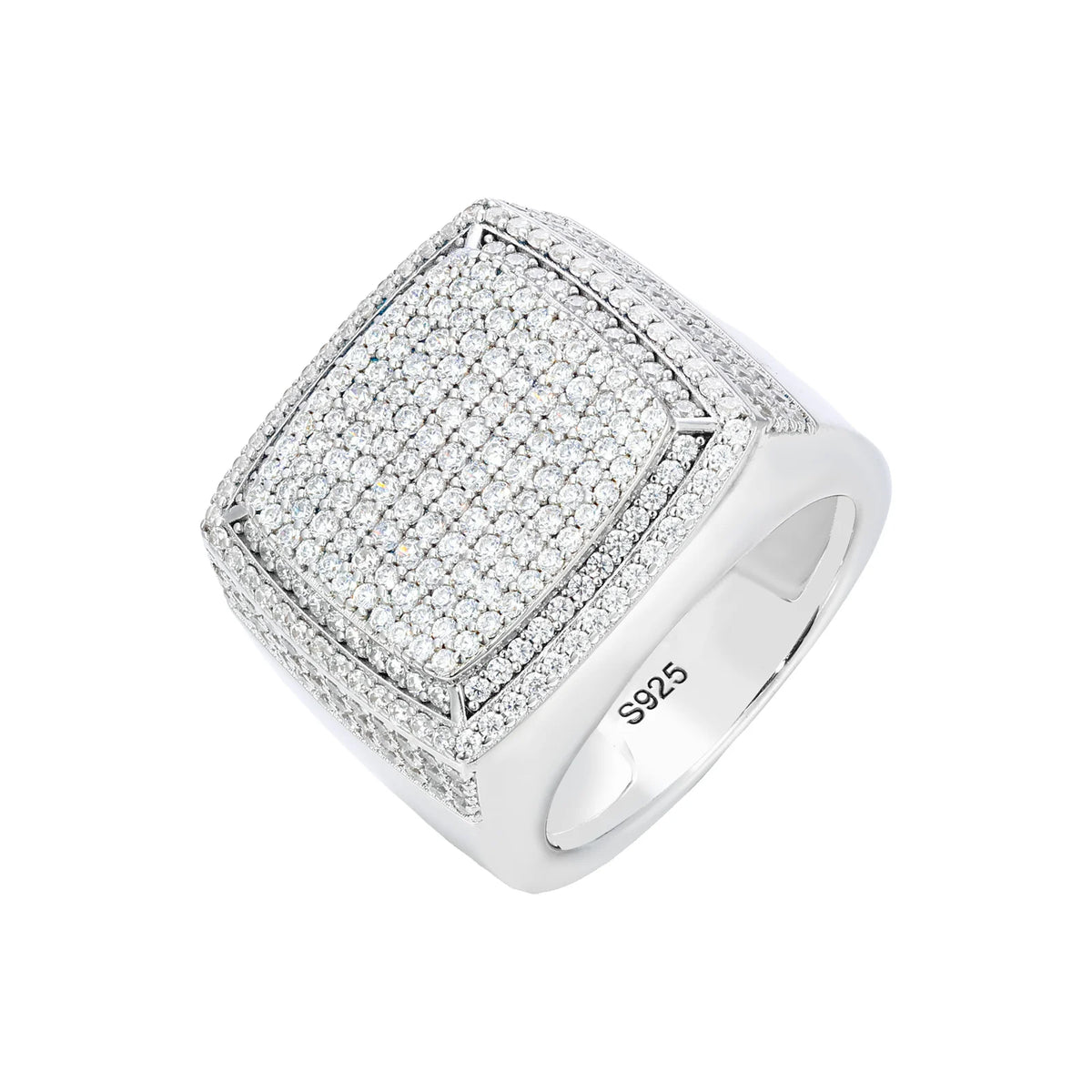 Iced Out Square Signet Ring for Men, image 2