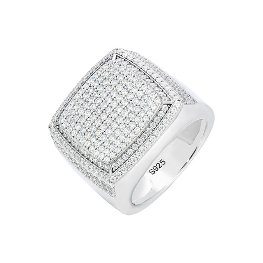 Iced Out Square Signet Ring for Men, image 2