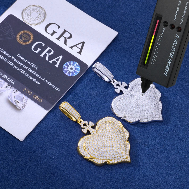 Iced Out Pave Heart Pendant Necklace for Men, image 4