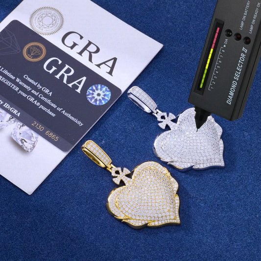 Iced Out Pave Heart Pendant Necklace for Men, image 4