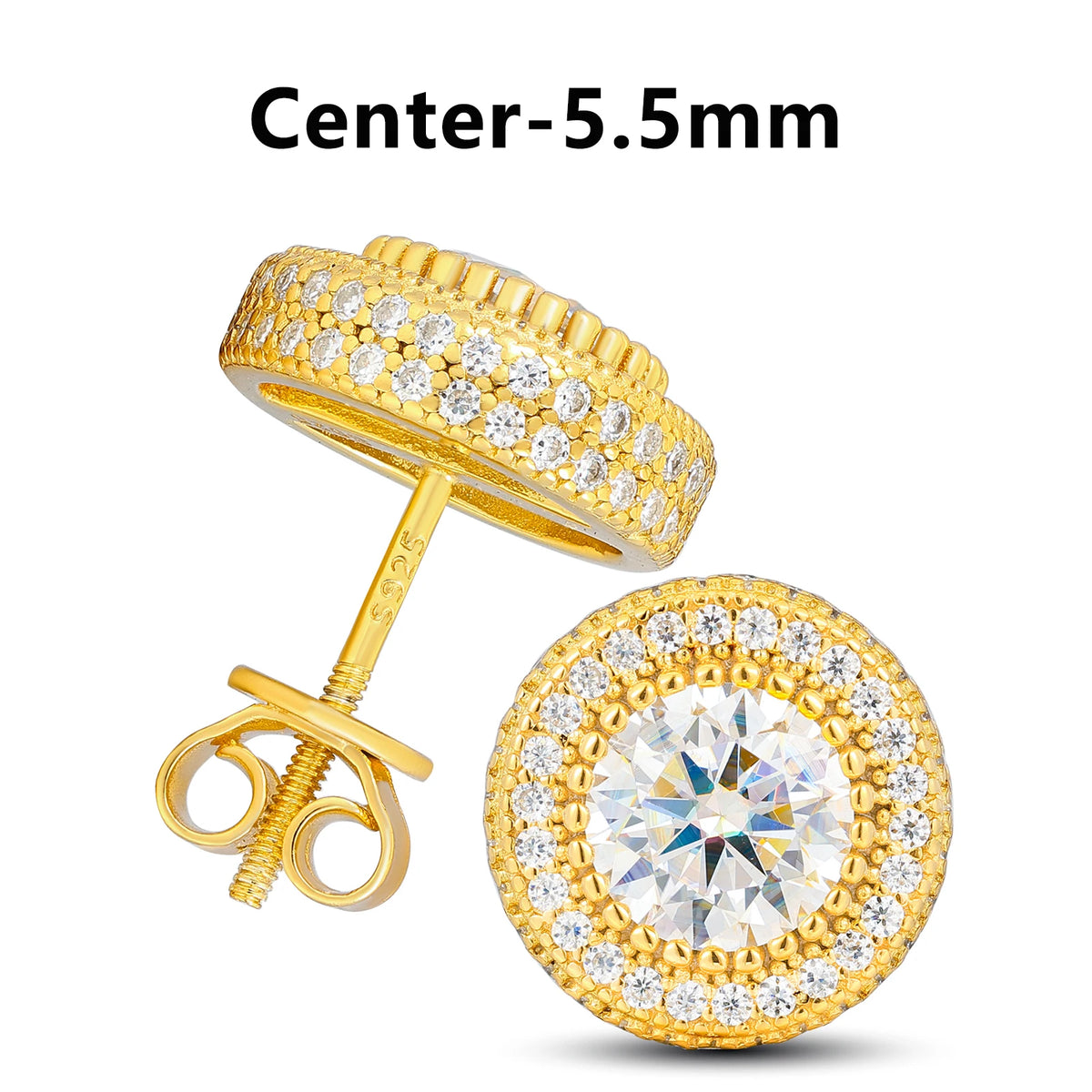 Moissanite Halo and Cluster Stud Earrings for Men, image 26