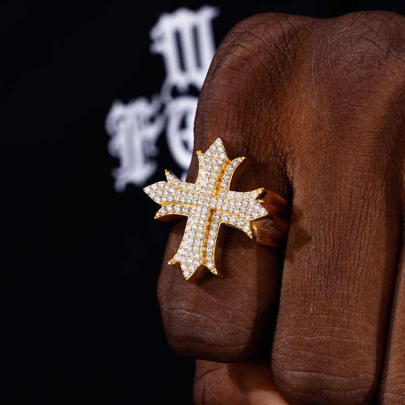 Iced Out Cross Ring for Men, image 7