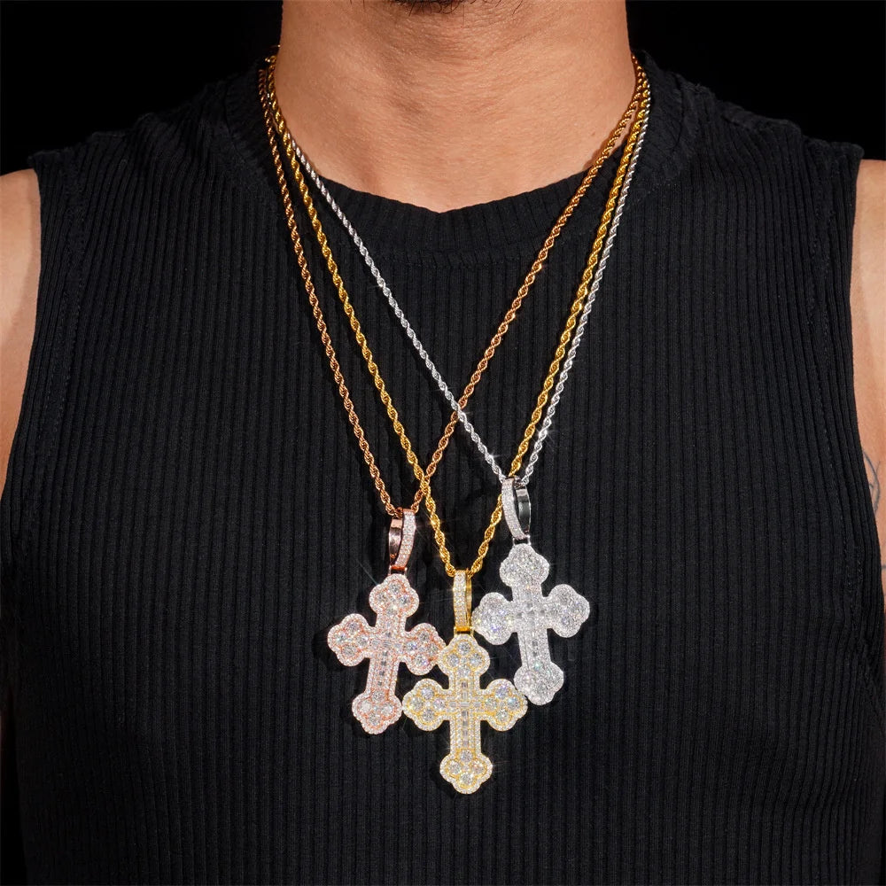 Flower Cross Pendant Necklace for Men, image 5