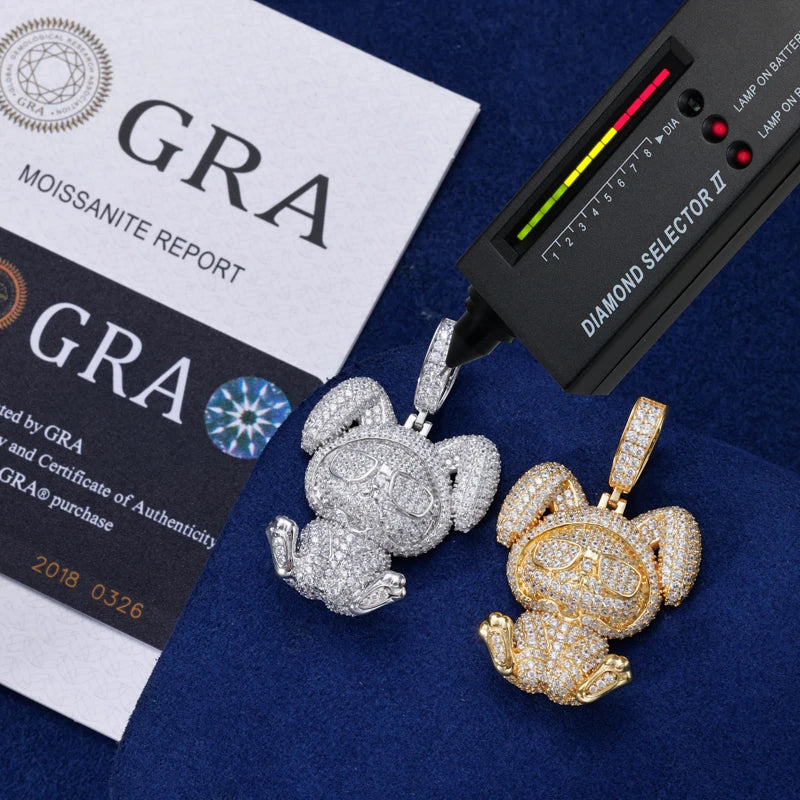 Iced Out Rabbit Pendant Necklace for Men, image 4