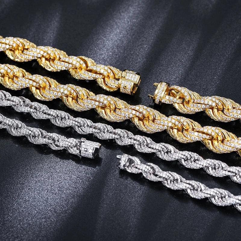 Iced Out Twist Rope Necklace or Bracelet for Men, image 4