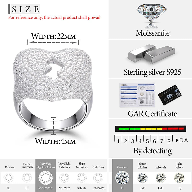Iced Out Moissanite Cracked Heart Ring, image 8