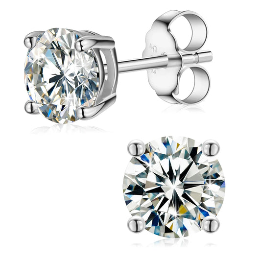 Round Cut Moissanite Stud Earrings
