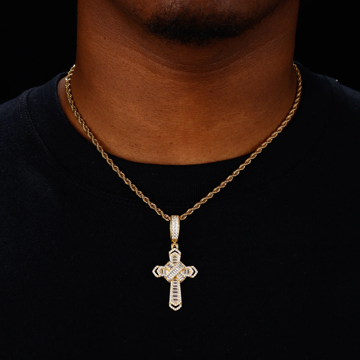 Iced Out Baguette Cross Pendant for Men, image 7