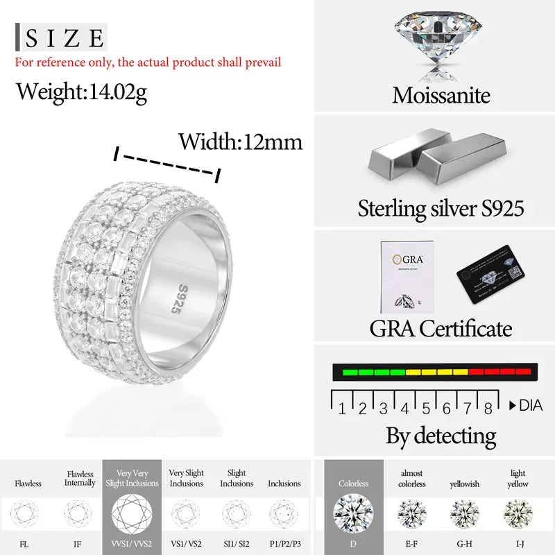 Iced Out Wide Band Ring for Men, image 8