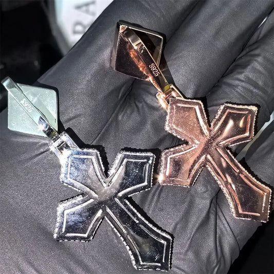 Colourful or Silver Moissanite Cross Pendant for Men, image 2