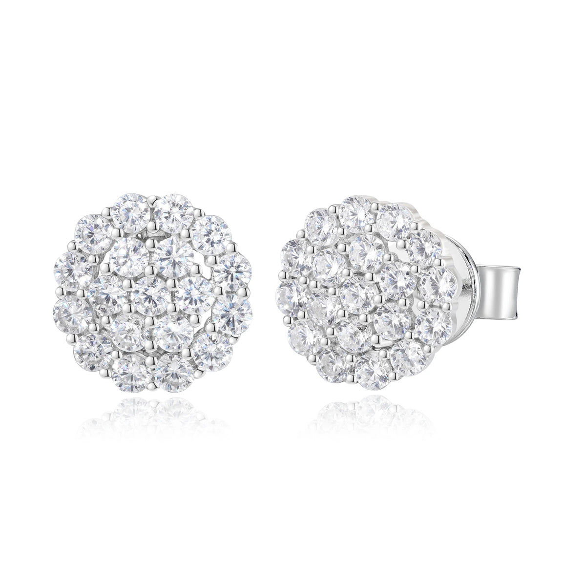 Iced Out Moissanite Cluster Stud Earrings for Men, image 2