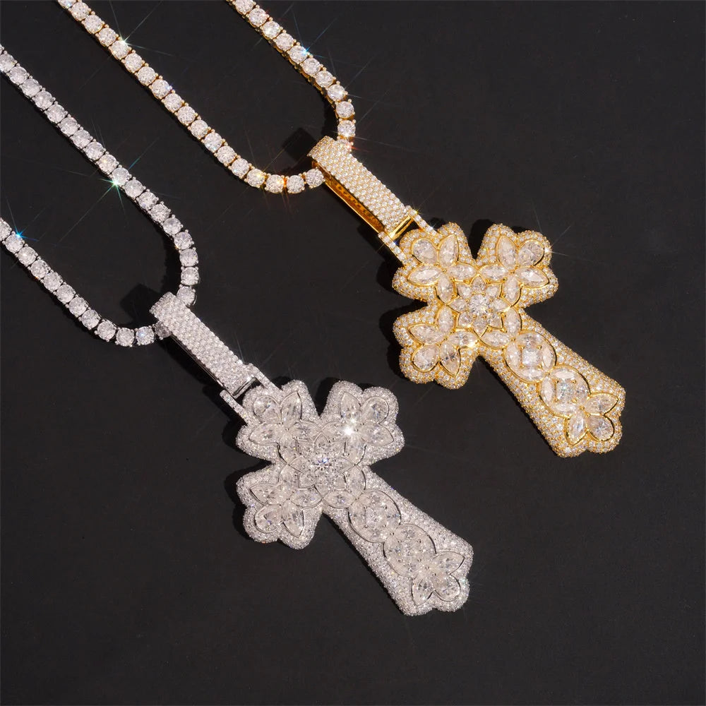 Flower Cross Pendant Necklace for Men, image 2