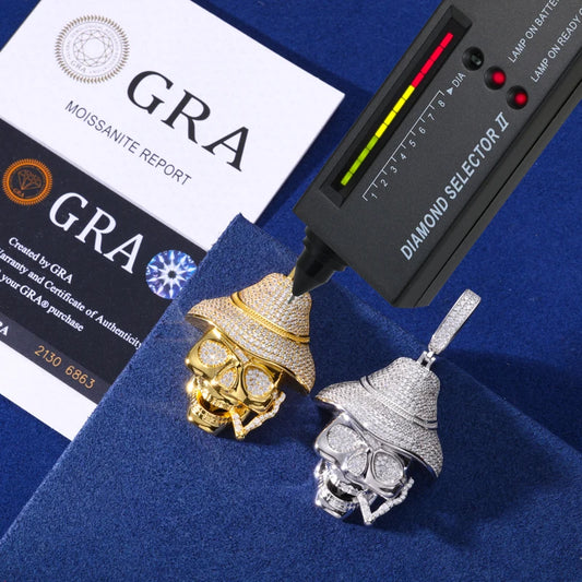 Iced Out Moissanite Smoking Skull Pendant Necklace for Men, image 3
