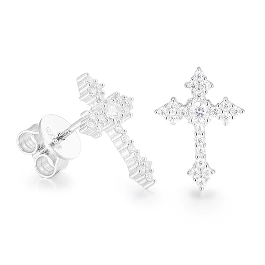 Iced Out Cross Stud Earrings for Men