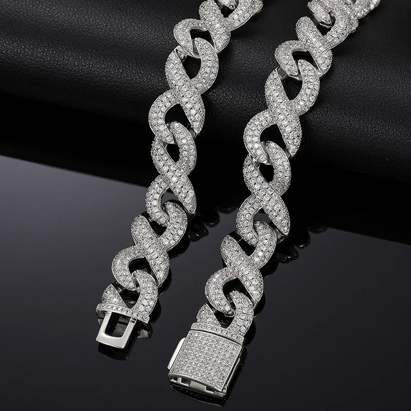 Iced Out Infinity Link Necklace or Bracelet for Men, image 3