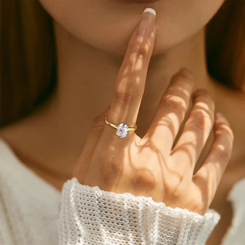 Oval Cut Moissanite Solitaire Ring, image 6