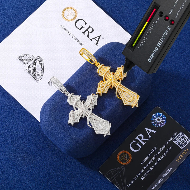 Iced Out Thorn Cross Pendant Necklace, image 3
