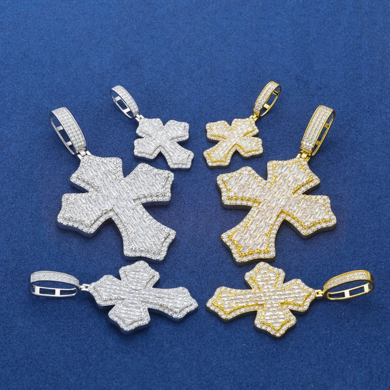Iced Out Cross Pendant Necklace for Men, image 4
