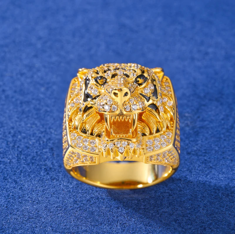 Iced Out Moissanite Animal Signet Ring for Men, image 5