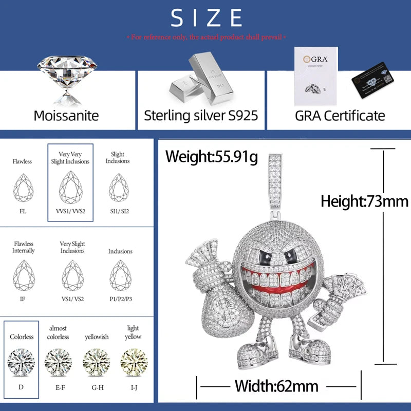 Iced Out Money Bag Character Pendant Necklace for Men, image 3