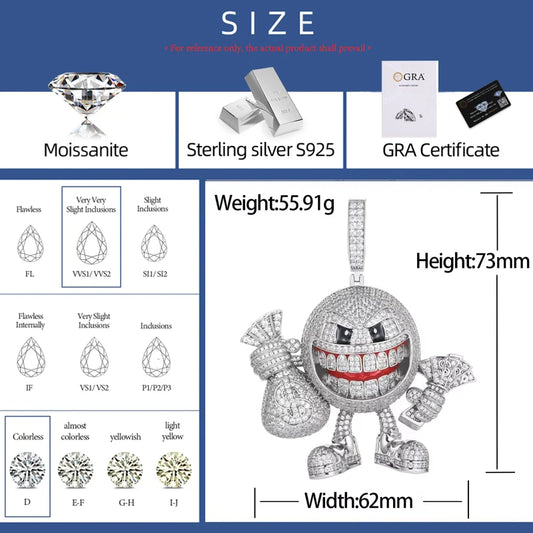 Iced Out Money Bag Character Pendant Necklace for Men, image 3