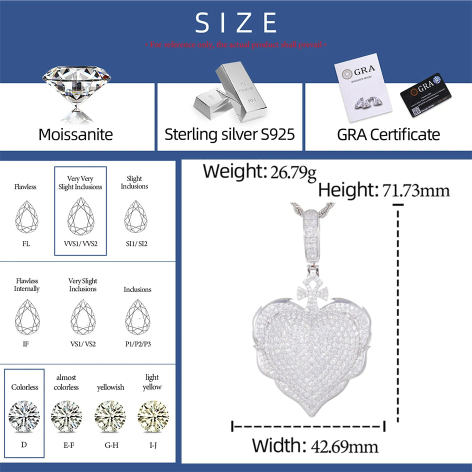 Iced Out Pave Heart Pendant Necklace for Men, image 3