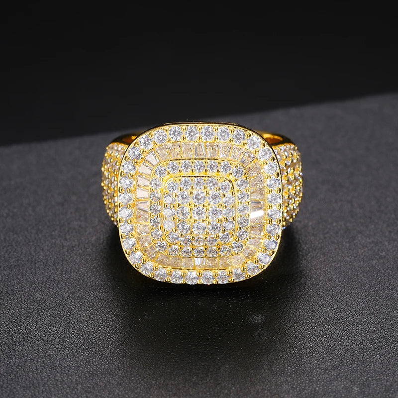 Iced Out Cushion Signet Ring for Men, image 7