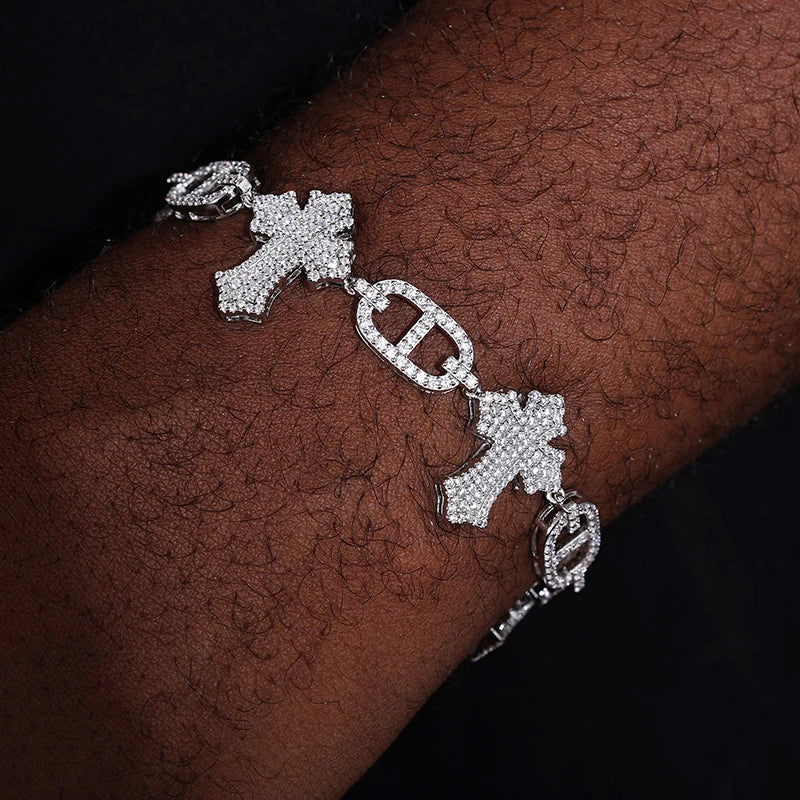 Iced Out Cross Link Bracelet, image 6