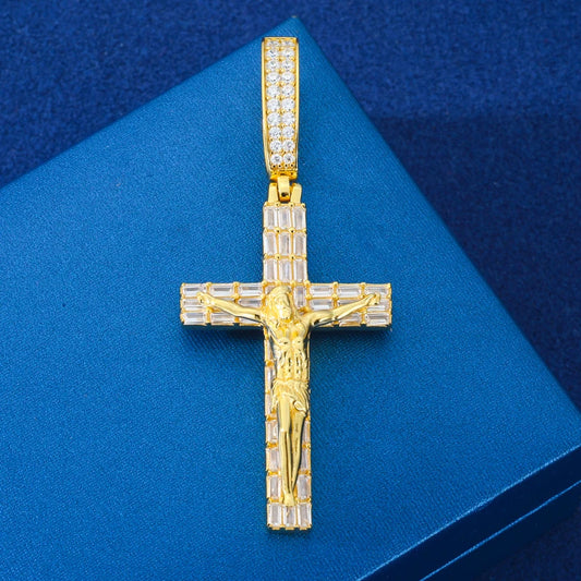 Baguette Crucifix Pendant Necklace for Men, image 4