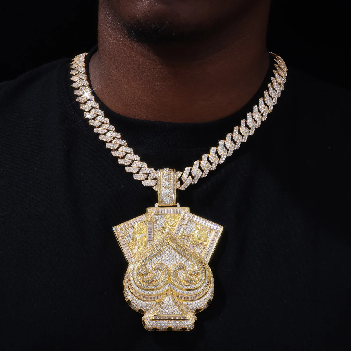 Iced Out Ace of Spades Pendant Necklace for Men, image 7