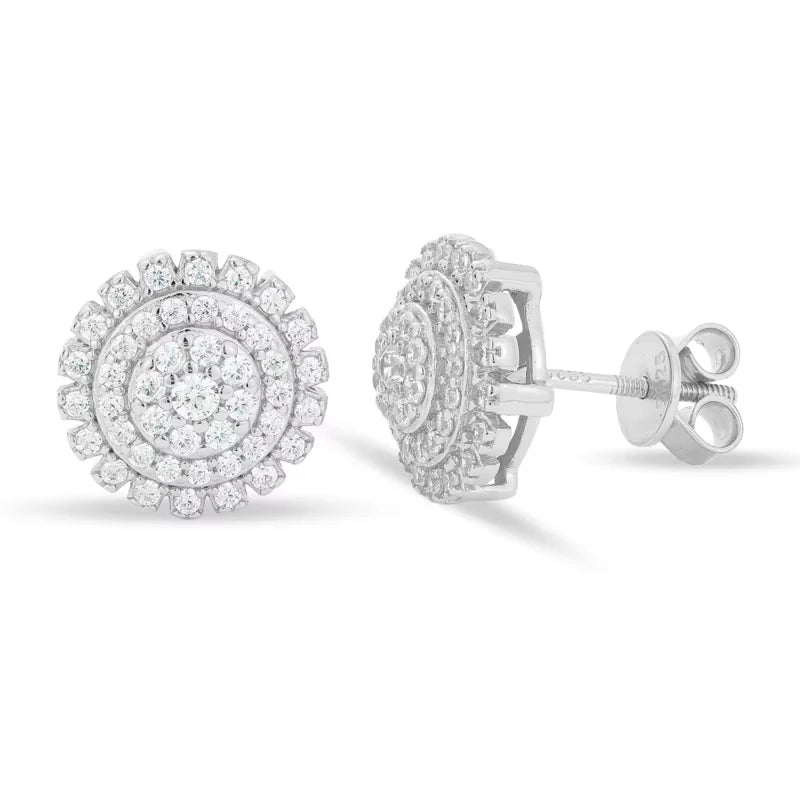 Moissanite Sunflower Cluster Stud Earrings, image 2
