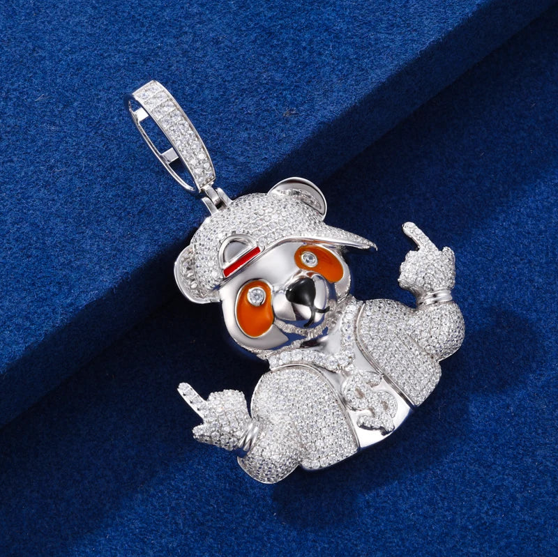 Iced Out Bear Pendant Necklace for Men, image 5