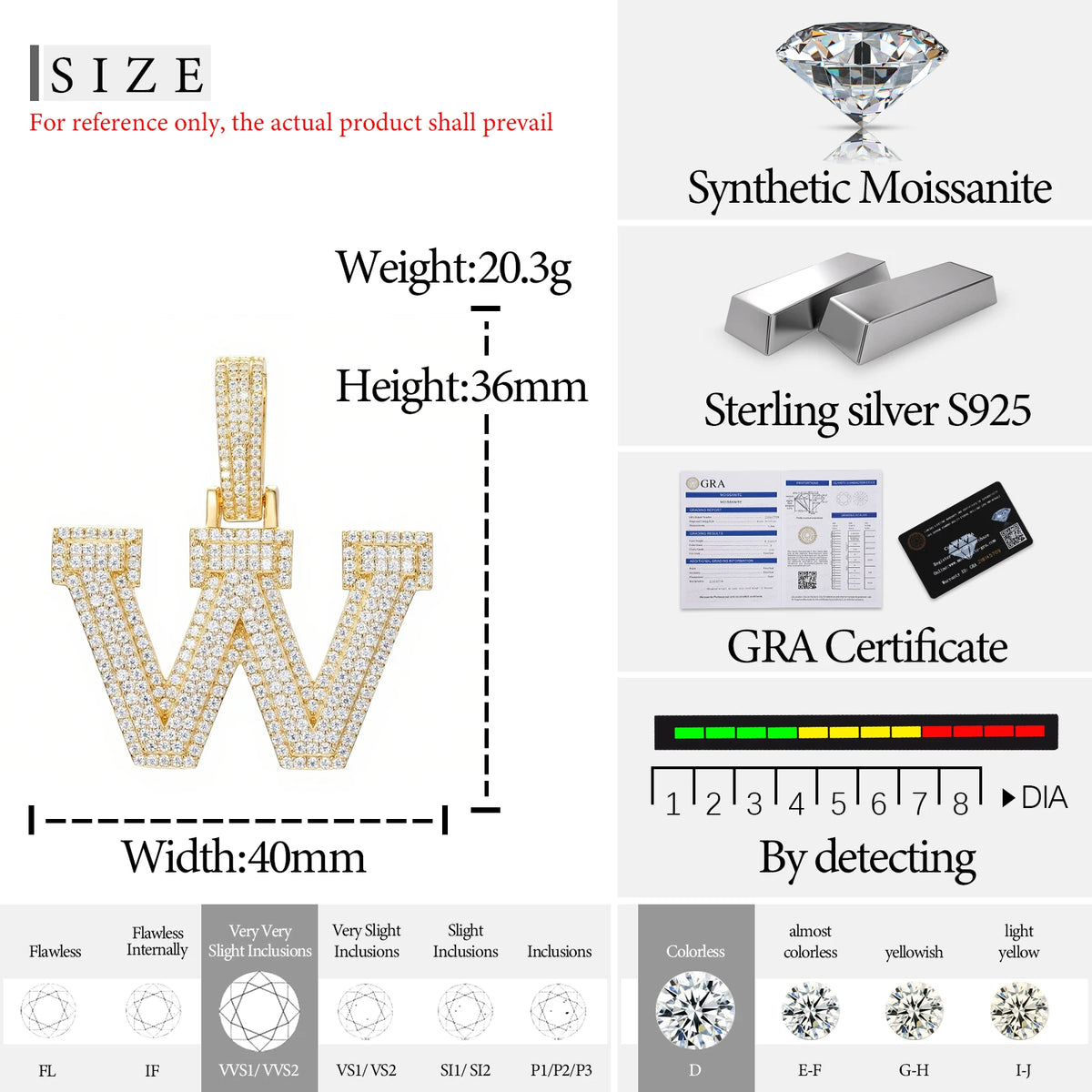 Moissanite Initial Pendant for Men, image 39