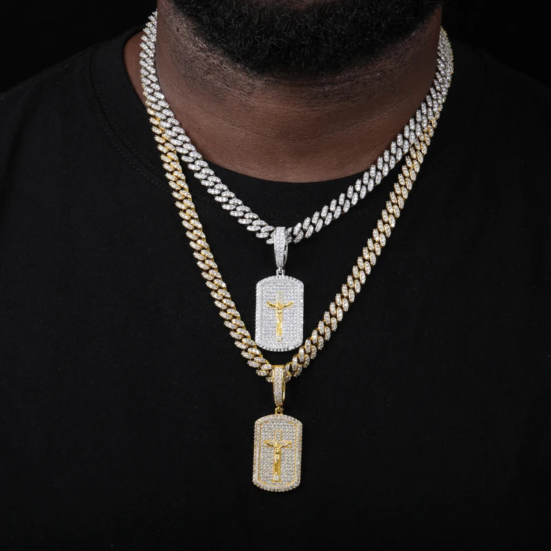 Iced Out Moissanite Jesus Dog Tag Pendant Necklace for Men, image 7