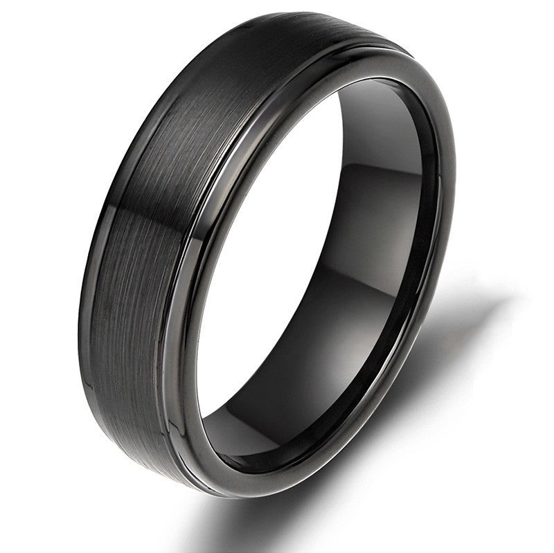 Titanium Step-Edge Band - Sandblasted Black - 8mm