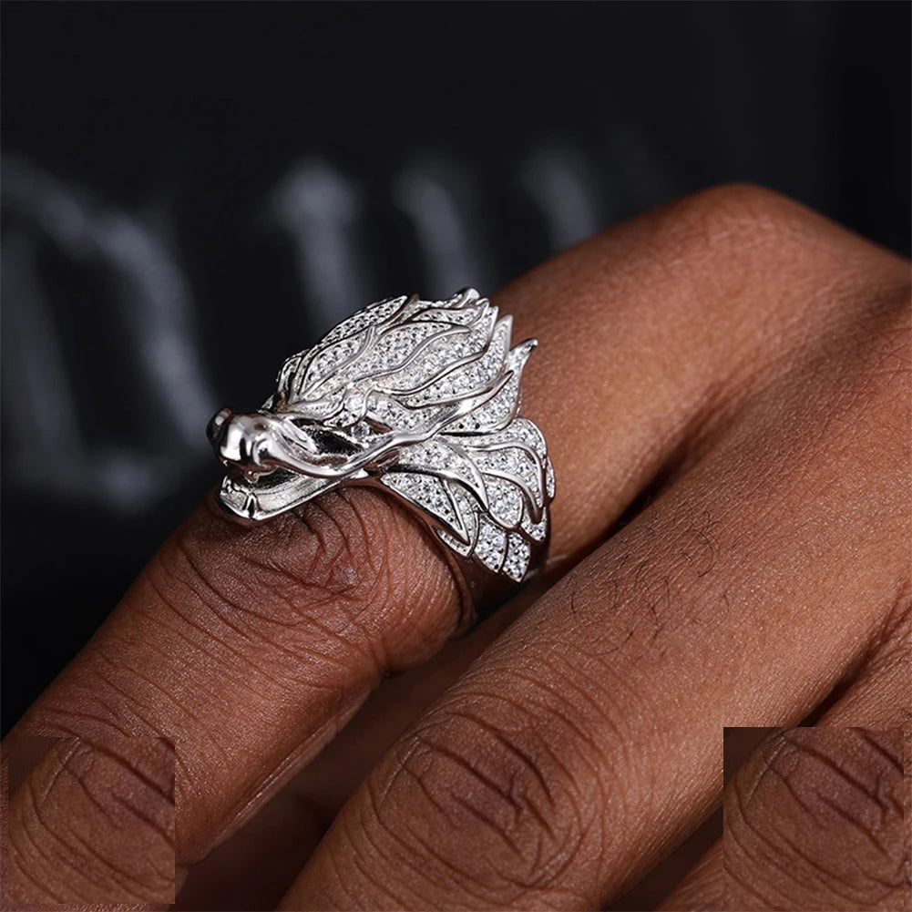 Iced Out Dragon Ring for Men, image 3