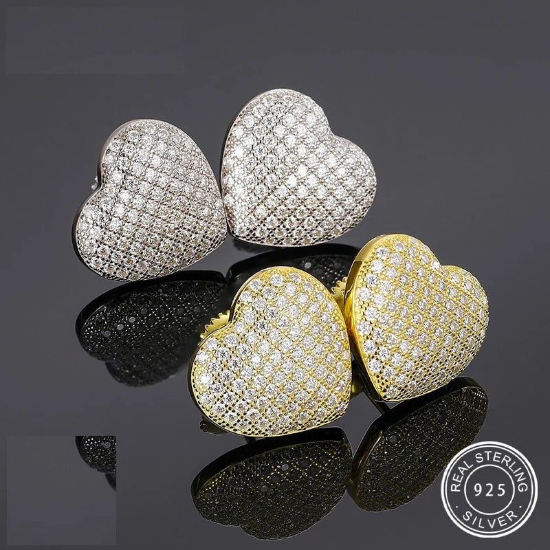 Pave Heart Stud Earrings, image 3