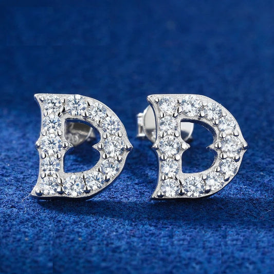 Iced Out Letter D Stud Earrings, image 2
