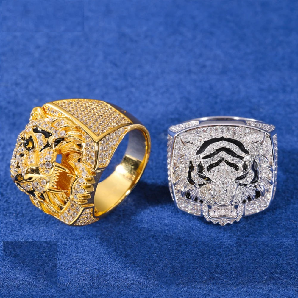 Iced Out Moissanite Animal Signet Ring for Men, image 2